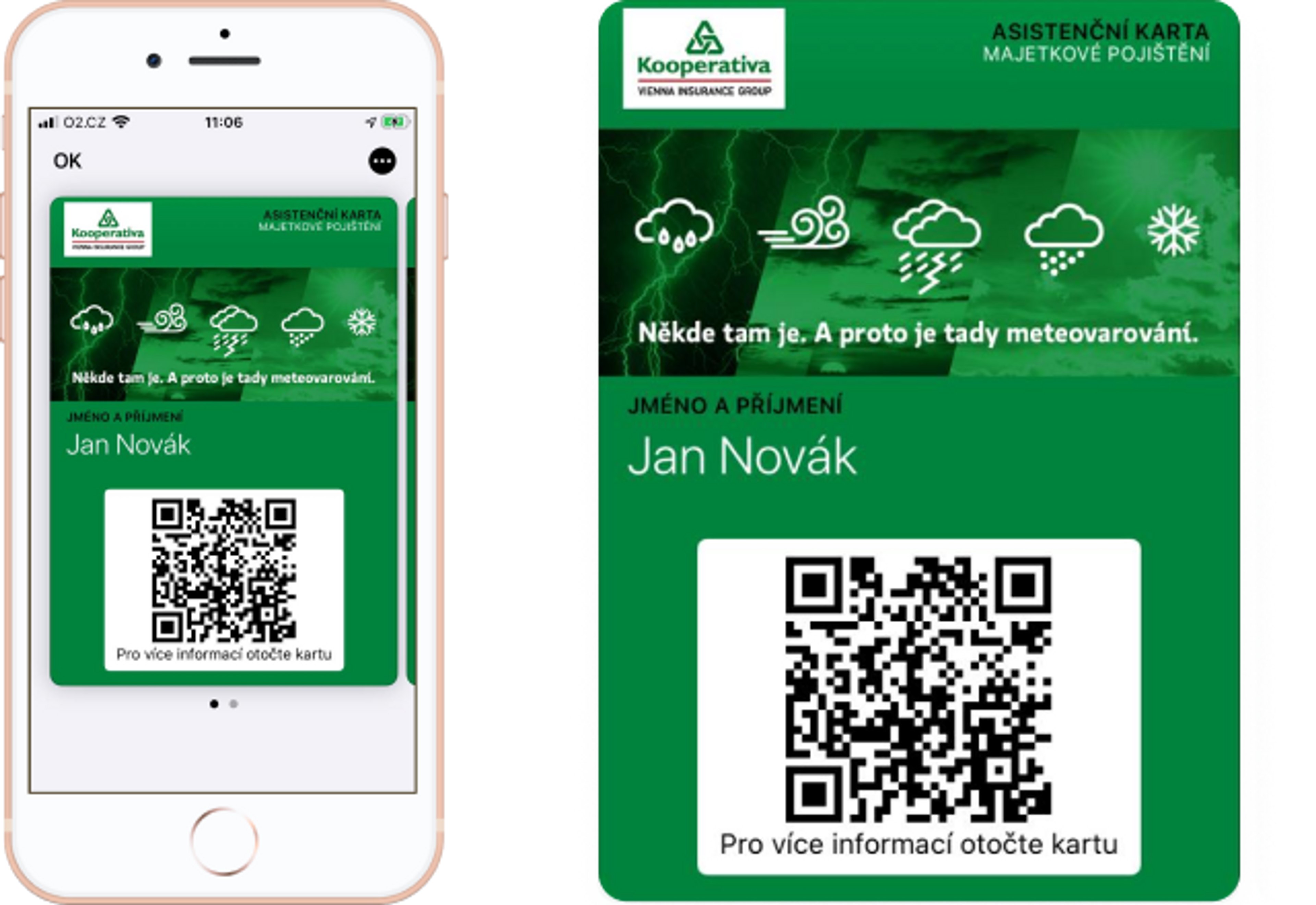 Náhled digitální karty s meteovarováním v iOS