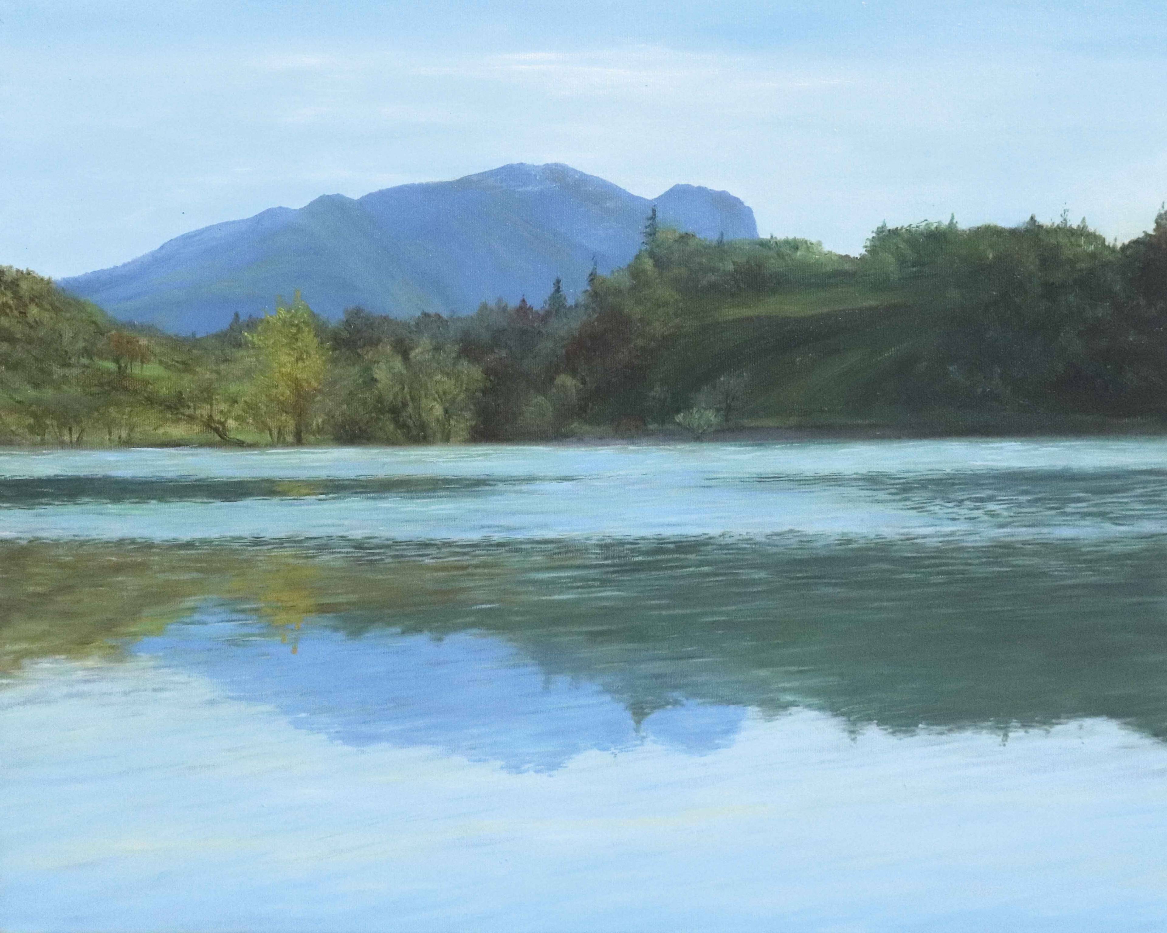 Lago-di-Tenno,-2023,-40x50cm,-olej-na-plátně